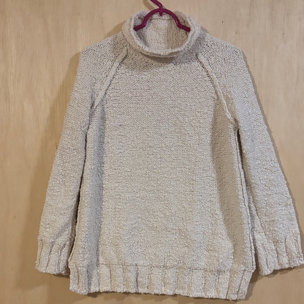 Moth for Anthropologie textured Knit Sweater Womens M Cream Turtleneck Cozy
